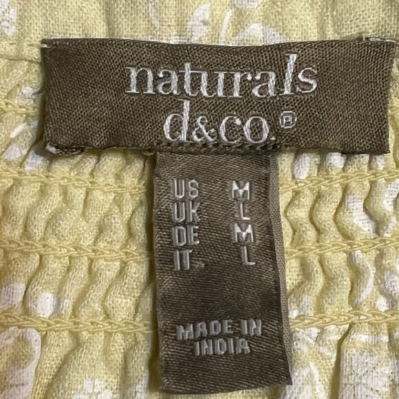 Naturals D&CO. Linen Blend Floral Button Front Blouse Yellow Size M Light Summer - Picture 5 of 8